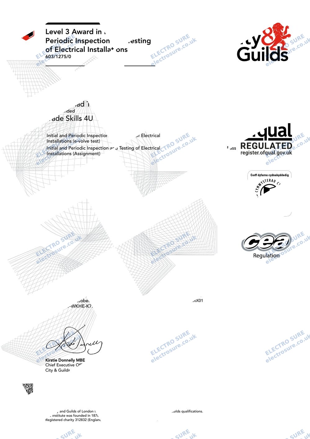 C&G 2391 — Inspection & Testing certificate (watermarked copy)