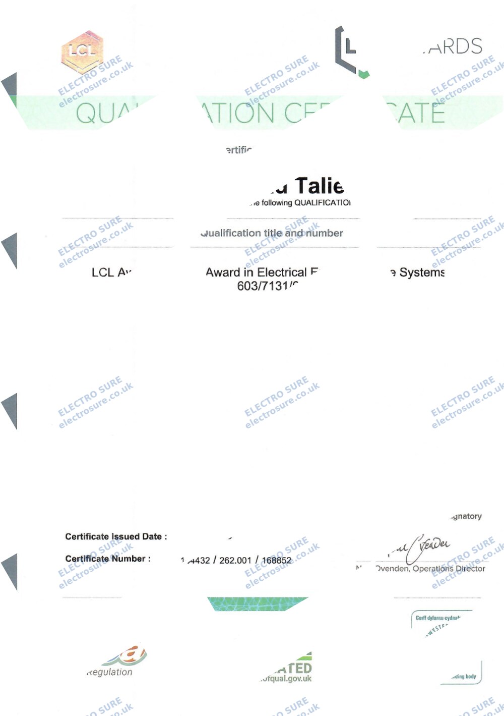 Electrical Energy Storage — LCL L3 certificate (watermarked copy)